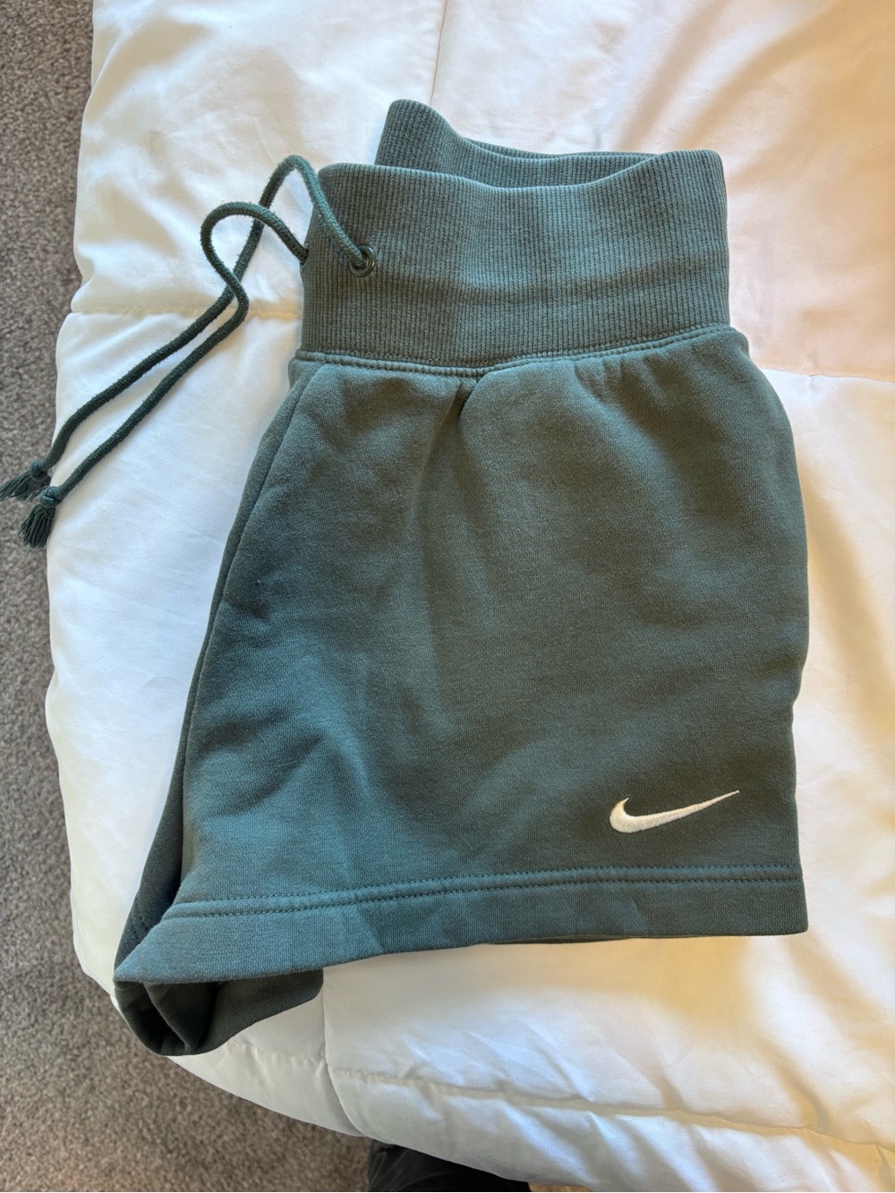 Nike Green High-Waist Drawstring Shorts